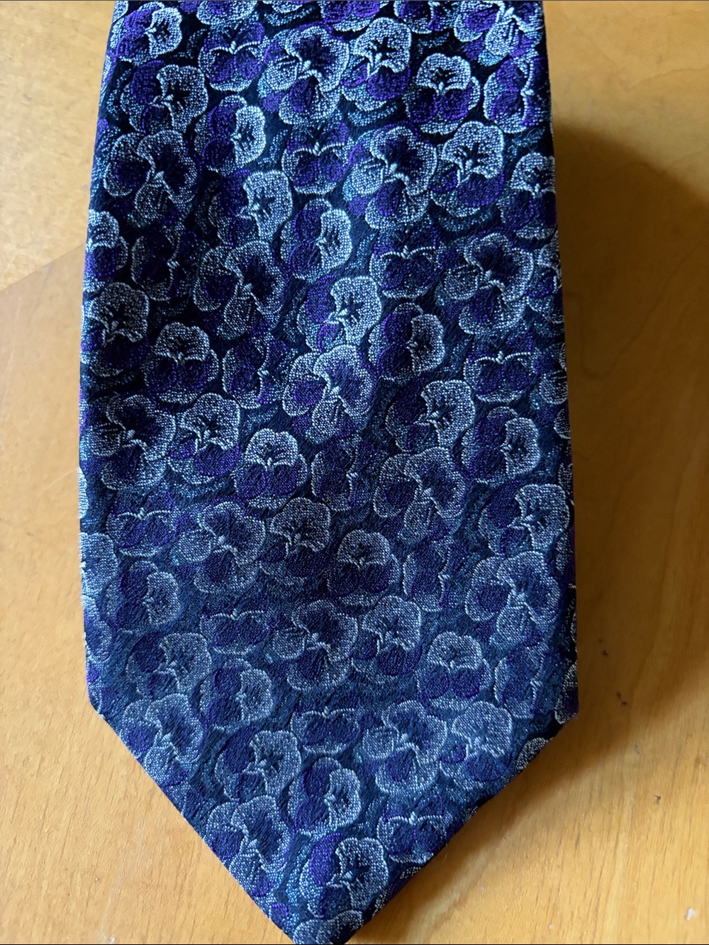 Nordstrom Navy and Purple Floral Jacquard Tie with Light Blue Accents